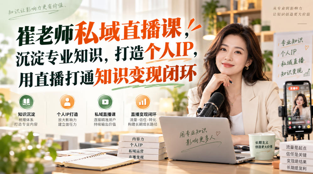 崔老师私域直播课，沉淀专业知识，打造个人IP，用直播打通知识变现闭环-shxbox省心宝盒