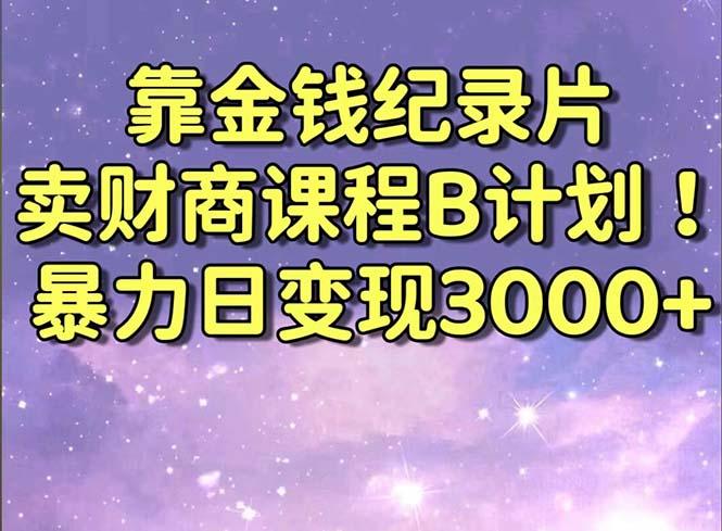 靠金钱纪录片卖财商课程B计划!暴力日变现3000+,喂饭式干货教程!-shxbox省心宝盒