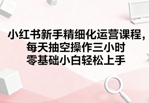 小红书新手精细化运营课程，每天抽空操作三小时，零基础小白轻松上手-shxbox省心宝盒
