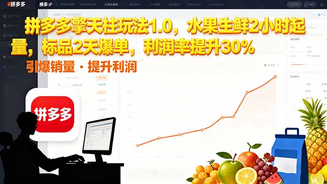 拼多多 擎天柱玩法1.0，水果生鲜2小时起量，标品2天爆单，利润率提升30%-shxbox省心宝盒