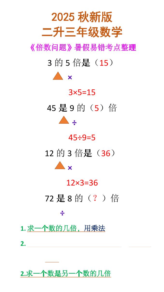 【2025秋新版】二升三年级数学《倍数问题》-三上数学-shxbox省心宝盒