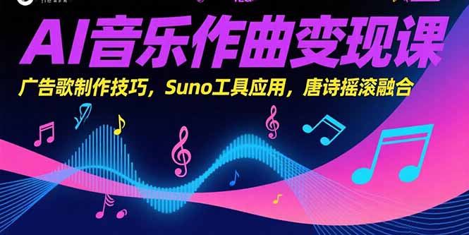 AI音乐作曲变现课，广告歌制作技巧，Suno工具应用，唐诗摇滚融合-shxbox省心宝盒