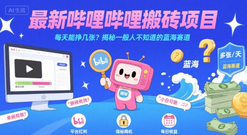 最新哔哩哔哩上B站搬砖项目，每天能挣几张？揭秘一般人不知道的蓝海赛道-shxbox省心宝盒