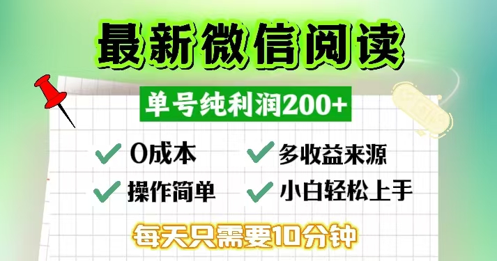 微信阅读最新玩法，每天十分钟，单号一天200+，简单0零成本，当日提现-shxbox省心宝盒