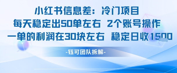 小红书信息差冷门项目一单利润30块每天稳定1.5k左右2个账号操作-shxbox省心宝盒