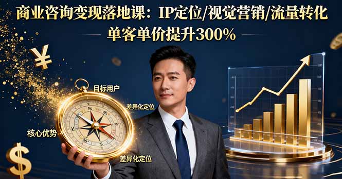 商业咨询变现落地课：IP定位/视觉营销/流量转化，单客单价提升300%-shxbox省心宝盒