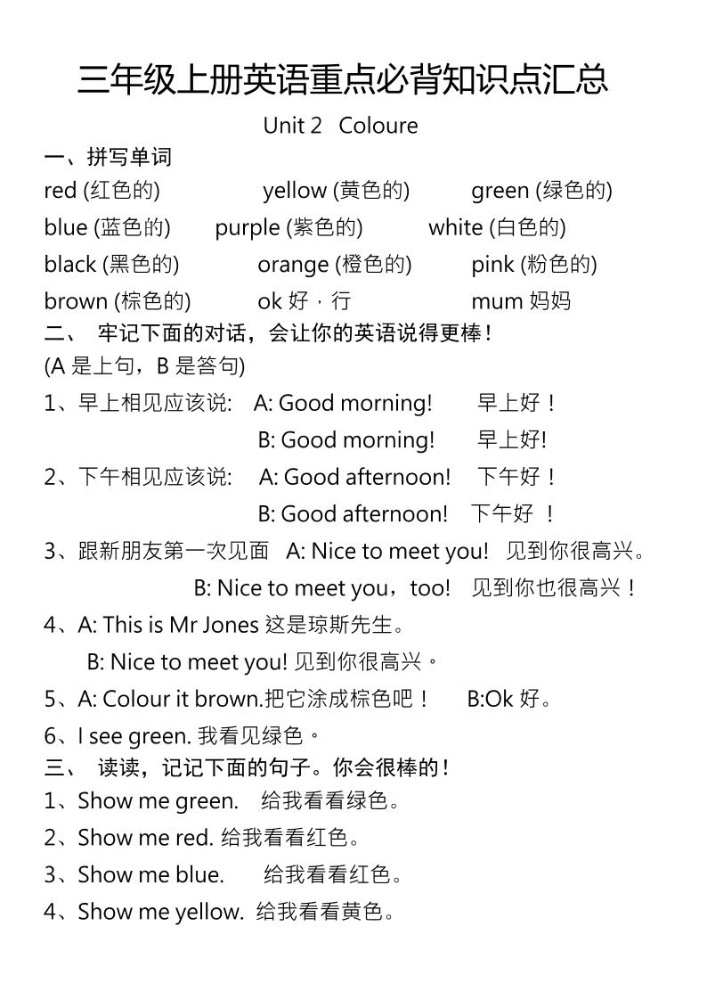 三年级上册英语重点必背知识点汇总-shxbox省心宝盒