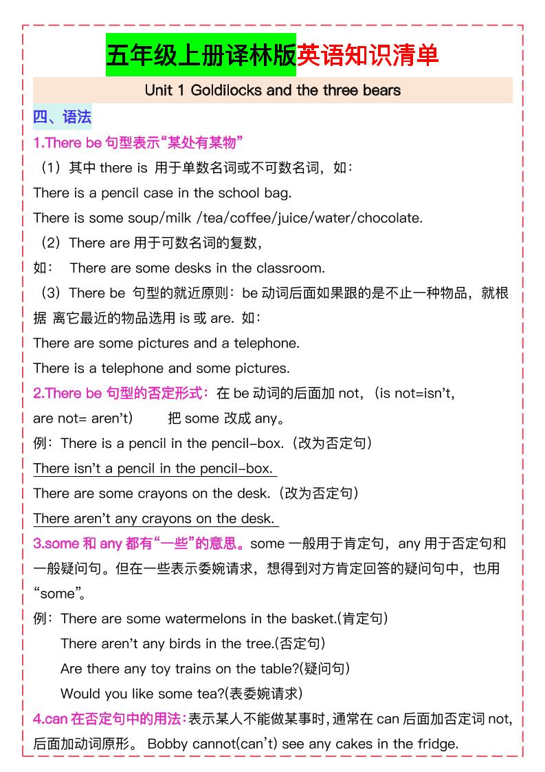 五上译林版英语知识清单21页-shxbox省心宝盒