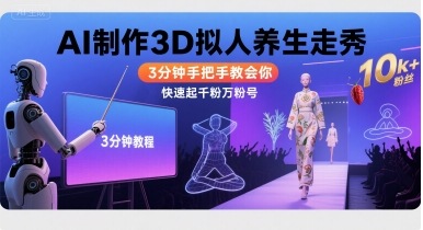 Ai制作3D拟人养生走秀，3分钟手把手教会你，快速起千粉万粉号-shxbox省心宝盒