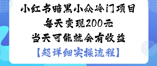 小红书暗黑小众冷门项目每天变现2张当天可能就会有收益-shxbox省心宝盒
