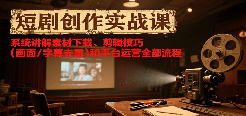 短剧创作实战课，系统讲解素材下载、剪辑技巧(画面/字幕去重)和平台运营全部流程-shxbox省心宝盒