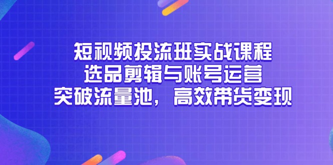 短视频投流班实战课程，选品剪辑与账号运营，突破流量池，高效带货变现-shxbox省心宝盒