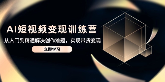 AI短视频变现训练营，从入门到精通解决创作难题，实现带货变现-shxbox省心宝盒