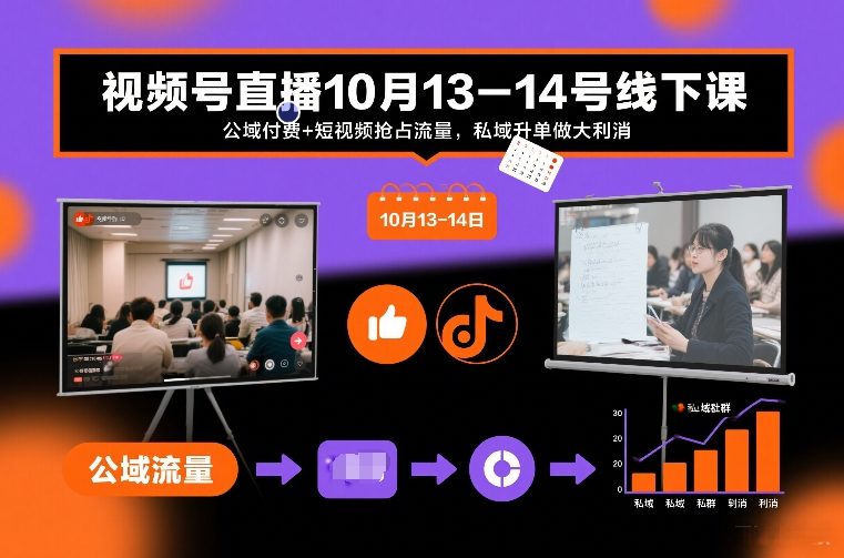 视频号直播10月13-14号线下课，公域付费+短视频抢占流量，私域升单做大利消-shxbox省心宝盒