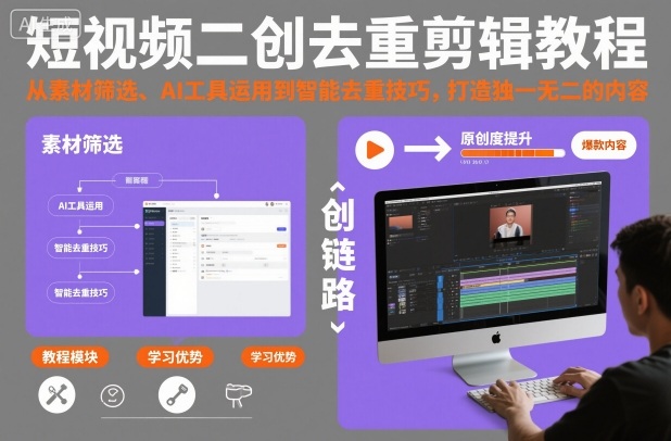 短视频二创去重剪辑教程，从素材筛选、AI工具运用到智能去重技巧，打造独一无二的内容-shxbox省心宝盒