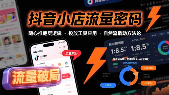 抖音小店流量密码，随心推底层逻辑，投放工具应用，自然流撬动核心方法论-shxbox省心宝盒