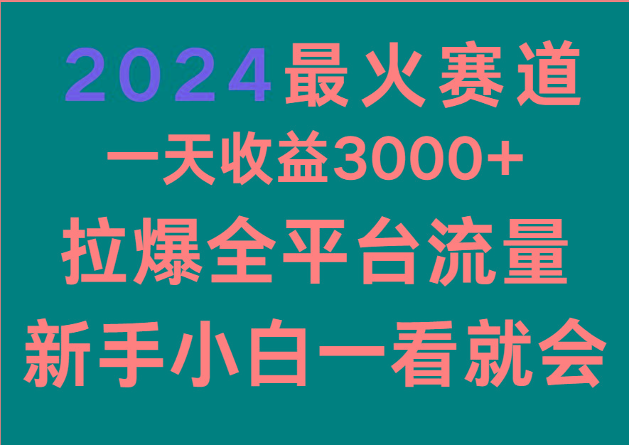 2024最火赛道，一天收一3000+.拉爆全平台流量，新手小白一看就会-shxbox省心宝盒