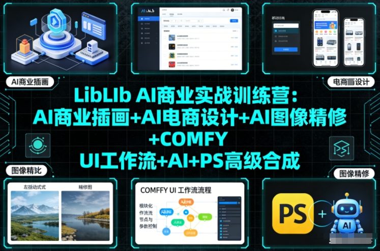 LibLIb AI商业实战训练营：AI商业插画+AI电商设计+AI图像精修+COMFY UI工作流+AI+PS高级合成-shxbox省心宝盒