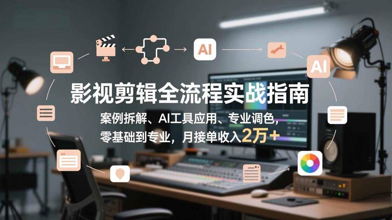 影视剪辑全流程实战指南，案例拆解、AI工具应用、专业调色，零基础到专业，月接单收入2万+-shxbox省心宝盒