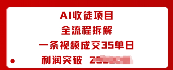 AI收徒项目全流程拆解一条视频成交35单日利润突破1k+-shxbox省心宝盒