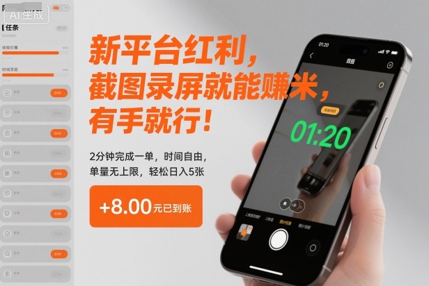 新平台红利，截图录屏就能賺米，有手就行！2分钟完成一单，时间自由，单量无上限，轻松日入5张【揭秘】-shxbox省心宝盒