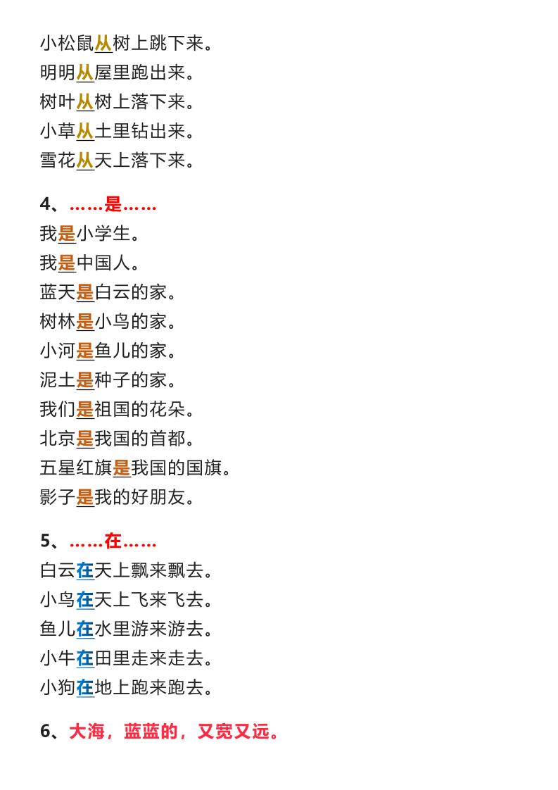 【2025秋新版】一年级上册语文重点句子仿写汇总-shxbox省心宝盒