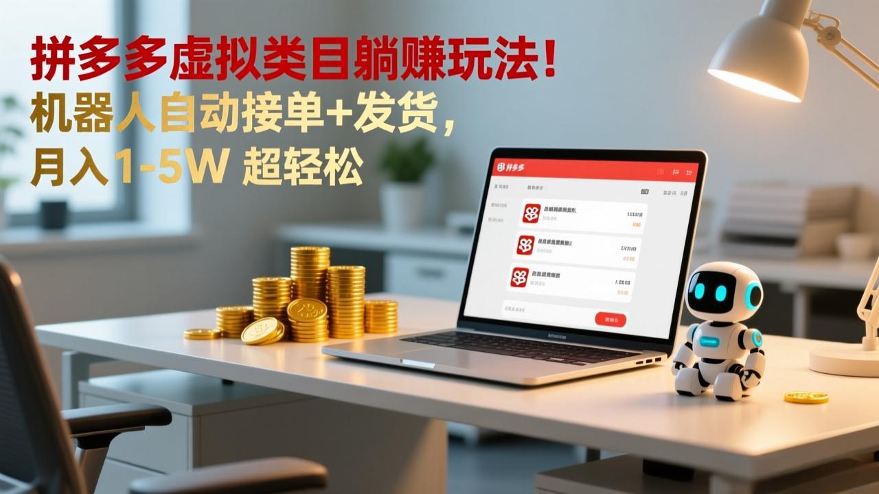 多多虚拟类目躺赚玩法！机器人自动接单+发货，月入 1-5W 超轻松-shxbox省心宝盒