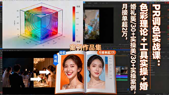 PR调色实战课：色彩理论+工具实操+婚礼医美/30+实操案例，月接单超2万-shxbox省心宝盒