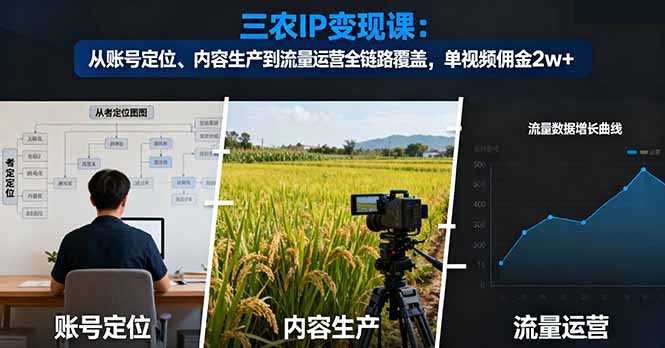 三农IP变现课：从账号定位、内容生产到流量运营全链路覆盖，单视频佣金2w+-shxbox省心宝盒