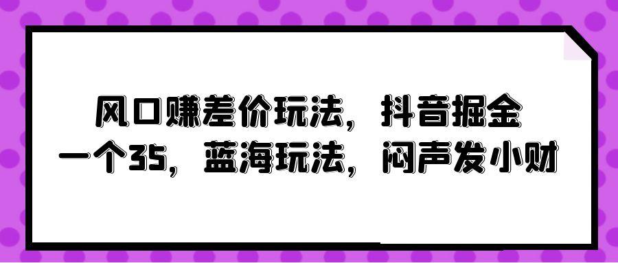 (10022期)风口赚差价玩法，抖音掘金，一个35，蓝海玩法，闷声发小财-shxbox省心宝盒