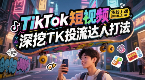 TikTok短视频带货线上课，深挖TK投流达人打法-shxbox省心宝盒