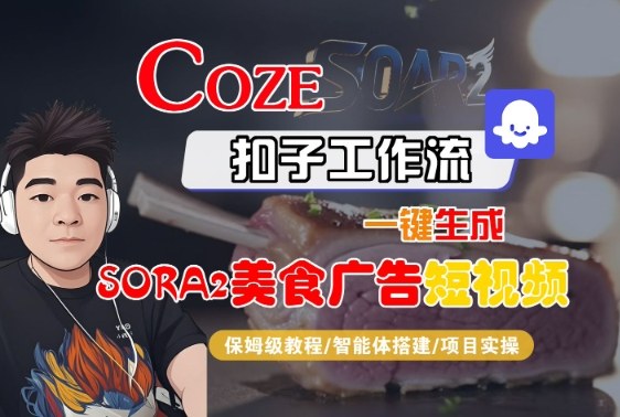 Coze扣子智能体工作流一键生成“SORA2美食广告“短视频，全流程保姆级教学-shxbox省心宝盒