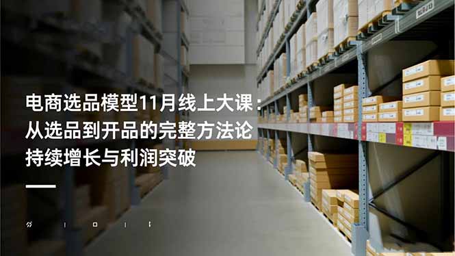 电商选品模型11月线上大课：从选品到开品的完整方法论 持续增长与利润突破-shxbox省心宝盒