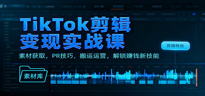 TikTok剪辑变现实战课：素材获取，PR技巧，搬运运营，解锁赚钱新技能-shxbox省心宝盒