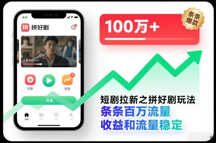 短剧拉新之拼好剧玩法，条条百万流量，收益和流量稳定-shxbox省心宝盒