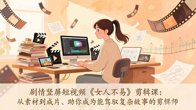 剧情竖屏短视频《女人不易》剪辑课：从素材到成片、助你成为能驾驭复杂故事的剪辑师-shxbox省心宝盒