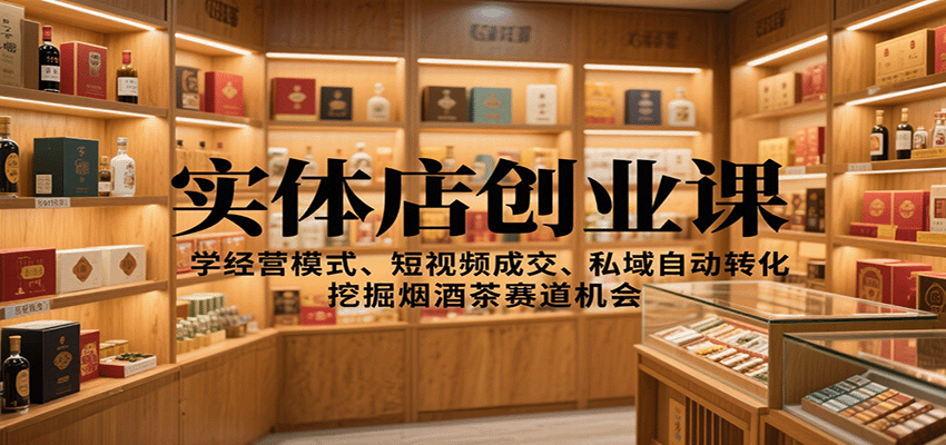 实体店创业课：学经营模式、短视频成交、私域自动转化，挖掘烟酒茶赛道机会-shxbox省心宝盒
