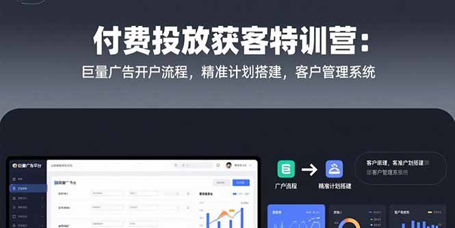 付费投放获客特训营：巨量广告开户流程，精准计划搭建，客户管理系统-shxbox省心宝盒