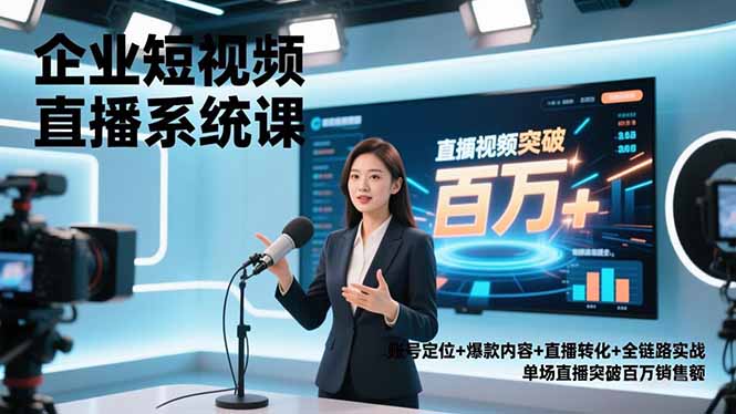 企业短视频直播系统课，账号定位+爆款内容+直播转化+全链路实战，单场直播突破百万销售额-shxbox省心宝盒