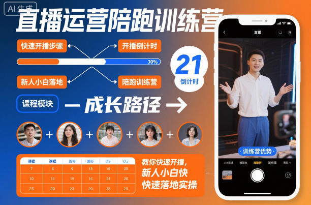 直播运营陪跑训练营，教你快速开播，新人小白快速落地实操-shxbox省心宝盒