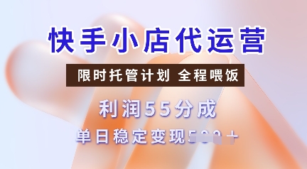 快手小店代运营，限时托管计划，收益55分，单日稳定变现多张【揭秘】-shxbox省心宝盒