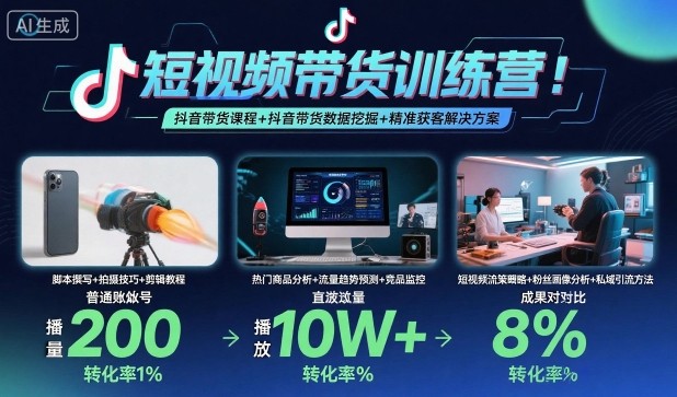 短视频带货训练营，抖音带货课程+抖音带货数据挖掘+精准获客解决方案-shxbox省心宝盒