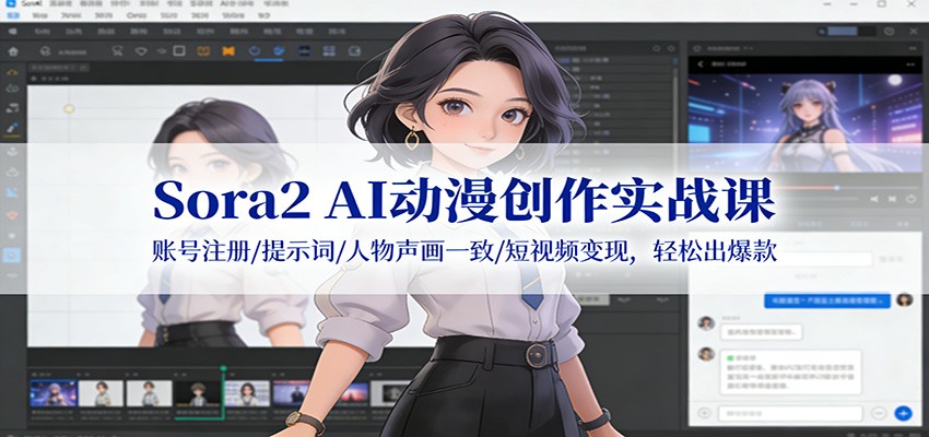 Sora2 AI动漫创作实战课：账号注册/提示词/人物声画一致/短视频变现，轻松出爆款-shxbox省心宝盒