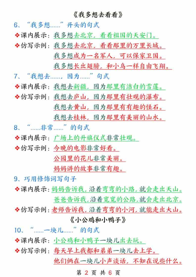 一年级下语文课内句子仿写-shxbox省心宝盒