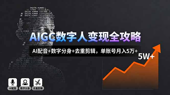 AIGC数字人变现全攻略，AI配音+数字分身+去重剪辑，单账号月入5万+-shxbox省心宝盒