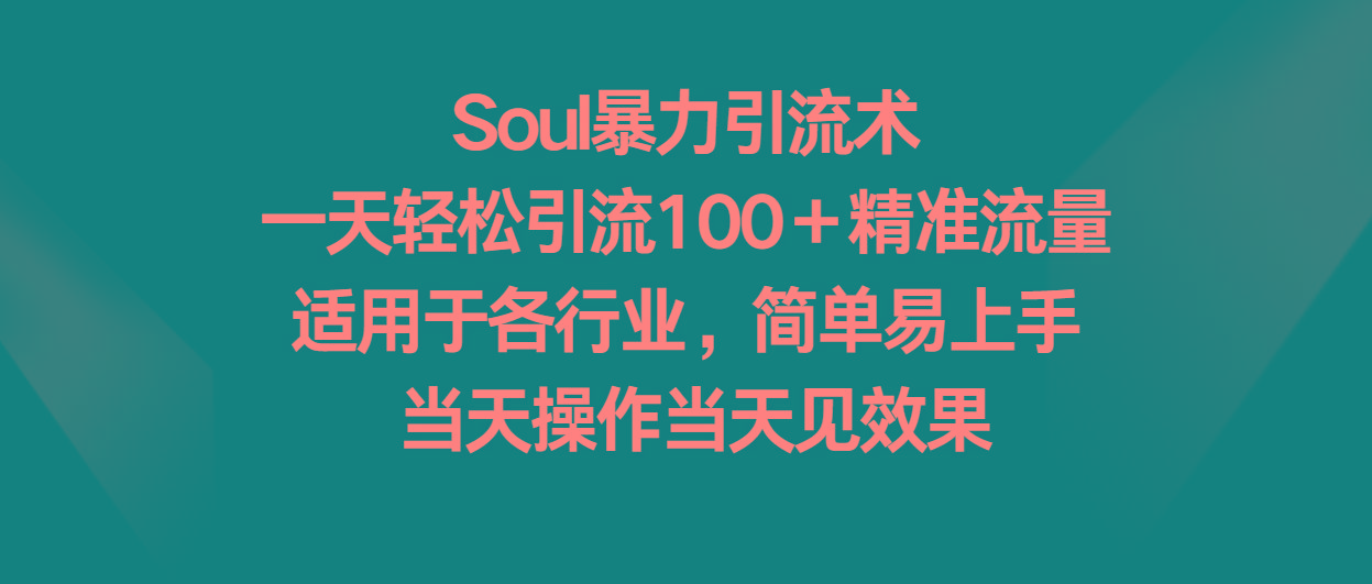 Soul暴力引流术，一天轻松引流100＋精准流量，适用于各行业，简单易上手！-shxbox省心宝盒