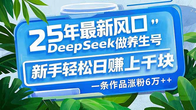 25年最新风口，用DeepSeek做养生号，新手轻松日赚上千块，一条作品涨粉...-shxbox省心宝盒