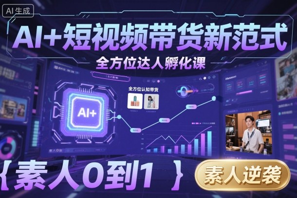 AI+短视频带货新范式全方位达人孵化课，素人也可以从0到1，全方位认知短视频带货-shxbox省心宝盒