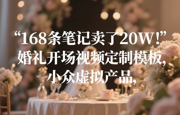 168条笔记卖了20W！婚礼开场视频定制模板，小众虚拟产品-shxbox省心宝盒