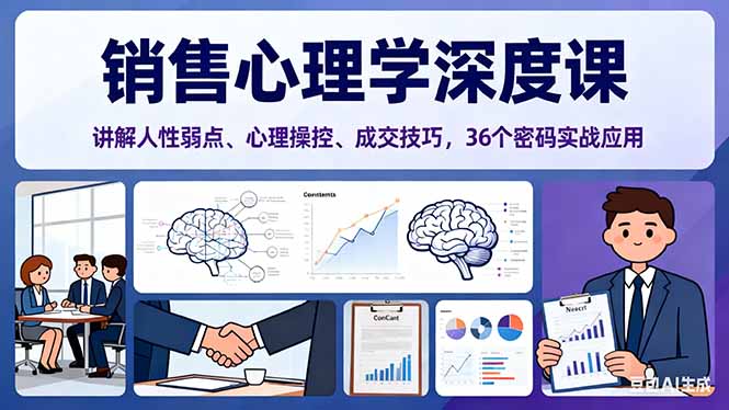 销售心理学深度课，讲解人性弱点、心理操控、成交技巧，36个密码实战应用-shxbox省心宝盒